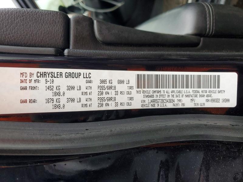 Продажа на аукционе авто 2011 Jeep Grand Cherokee, vin: 1J4RR5GT2BC543694, номер лота: 52649216