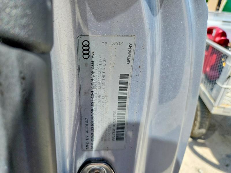 Auction sale of the 2015 Audi A5, vin: WAUCFAFHXFN002703, lot number: 53825996