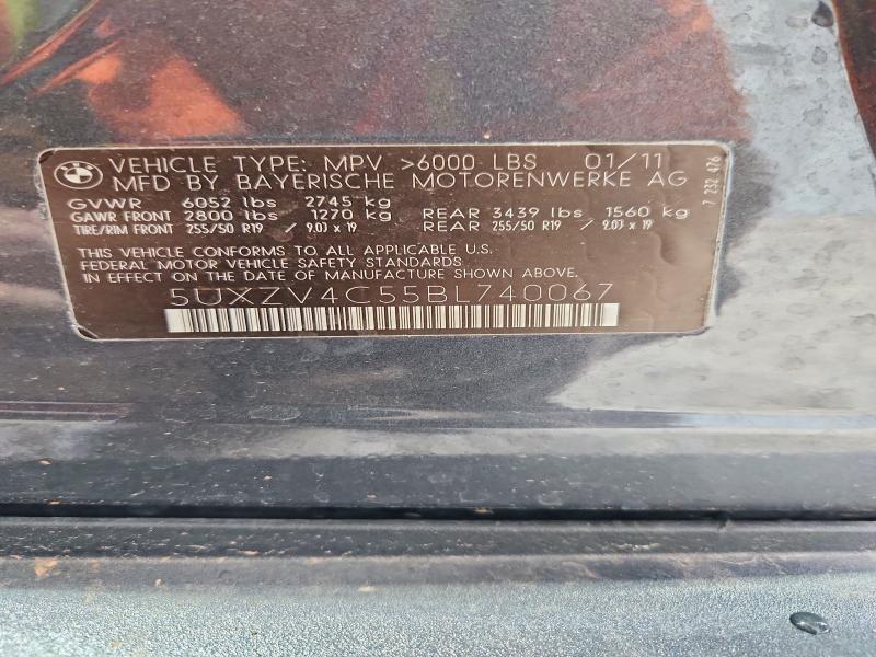 52614676 :رقم المزاد ، 5UXZV4C55BL740067 vin ، 2011 Bmw X5 مزاد بيع