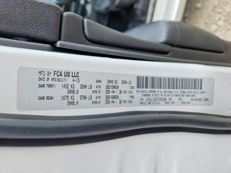 2015 Jeep Grand Cherokee მანქანა იყიდება აუქციონზე, vin: 1C4RJFJG9FC855208, აუქციონის ნომერი: 52890326