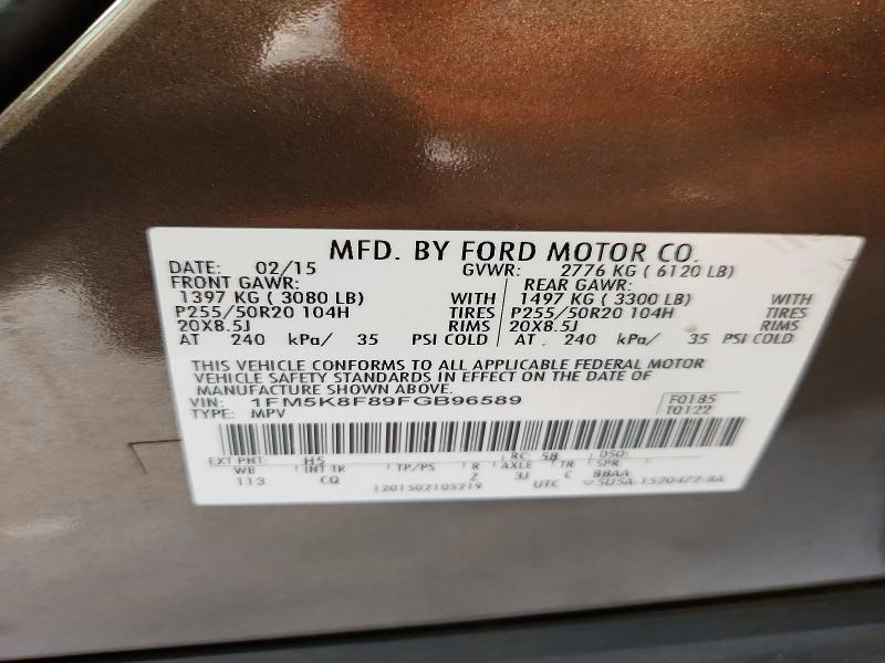Aukcja sprzedaży 2015 Ford Explorer, vin: 1FM5K8F89FGB96589, numer aukcji: 54867476