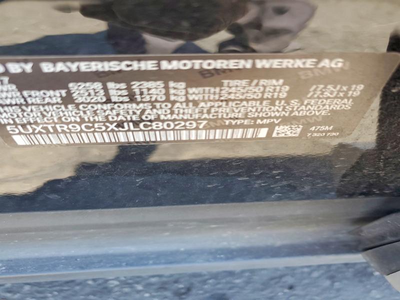 52496056 :رقم المزاد ، 5UXTR9C5XJLC80297 vin ، 2018 Bmw X3 مزاد بيع