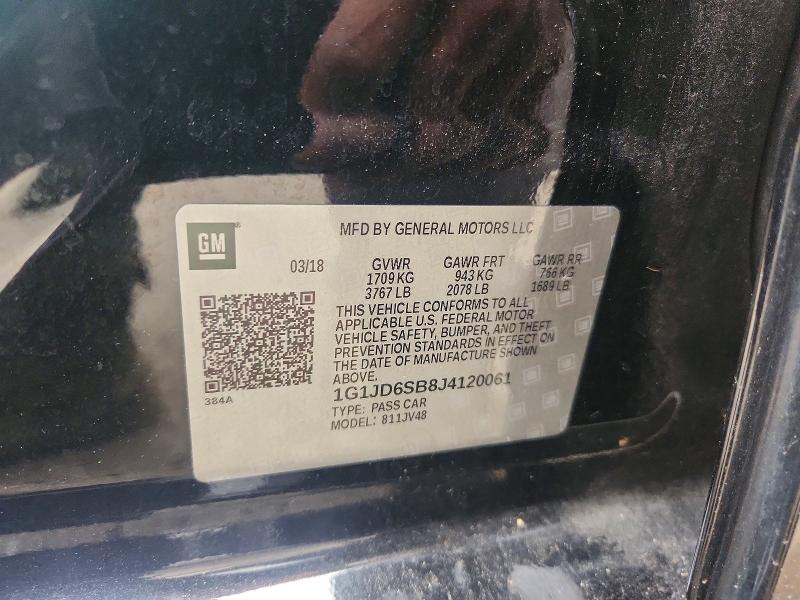 53953016 :رقم المزاد ، 1G1JD6SB8J4120061 vin ، 2018 Chevrolet Sonic مزاد بيع