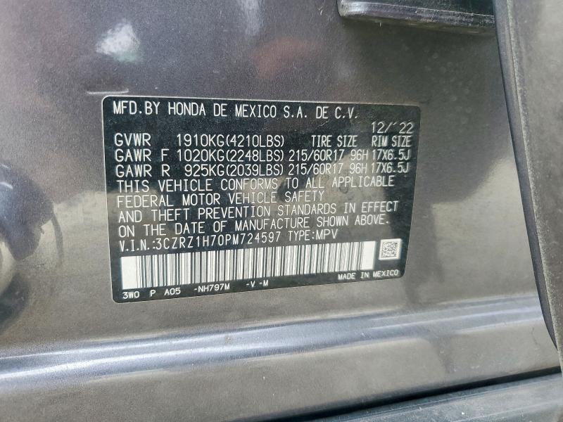 Aukcja sprzedaży 2023 Honda Hr-v, vin: 3CZRZ1H70PM724597, numer aukcji: 55257296