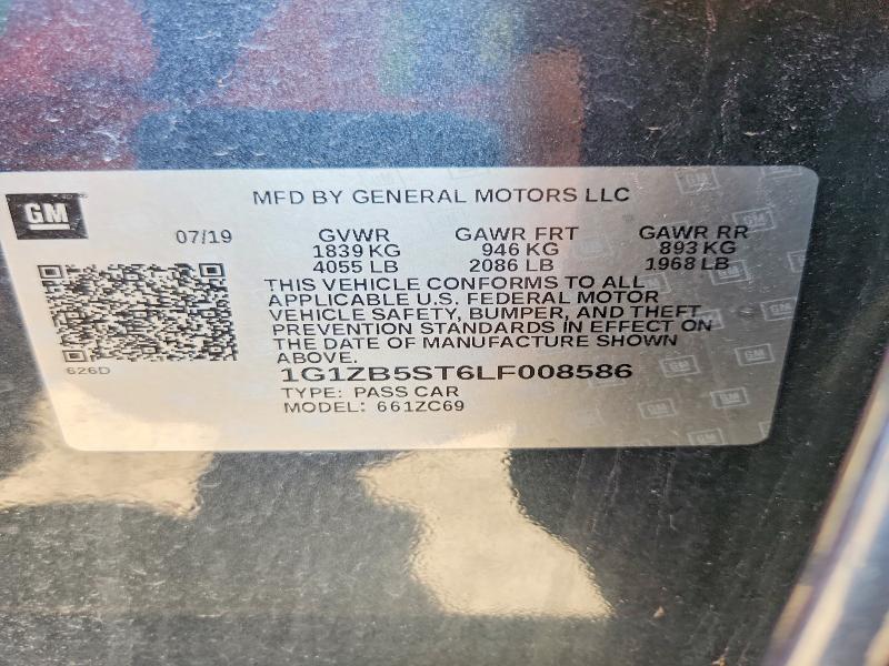 Продажа на аукционе авто 2020 Chevrolet Malibu, vin: 1G1ZB5ST6LF008586, номер лота: 55409316