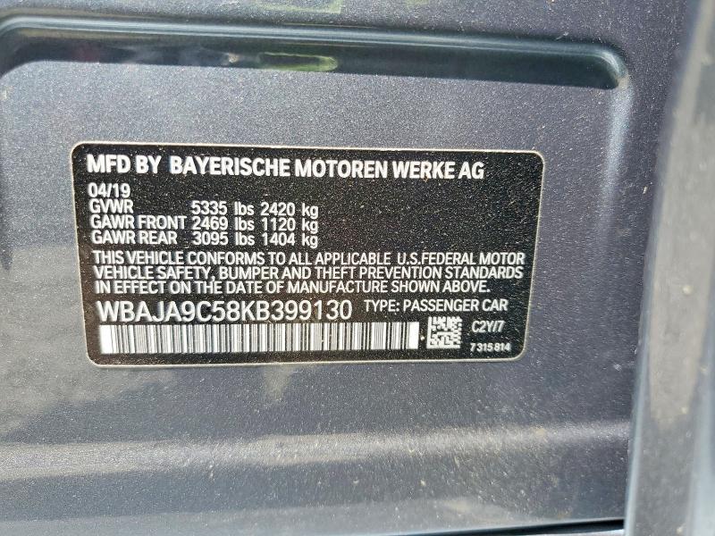 Aukcja sprzedaży 2019 Bmw 530e, vin: WBAJA9C58KB399130, numer aukcji: 53829476