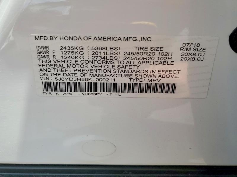 Aukcja sprzedaży 2019 Acura Mdx, vin: 5J8YD3H56KL000211, numer aukcji: 54318206