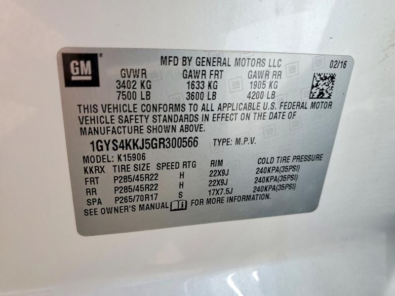Aukcja sprzedaży 2016 Cadillac Escalade, vin: 1GYS4KKJ5GR300566, numer aukcji: 52769576