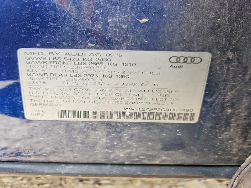 Aukcja sprzedaży 2016 Audi Q5, vin: WA1L2AFP2GA061480, numer aukcji: 54408076