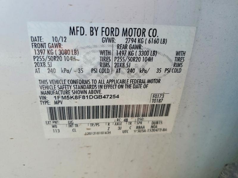 Продаж на аукціоні авто 2013 Ford Explorer, vin: 1FM5K8F81DGB47254, номер лоту: 54787546