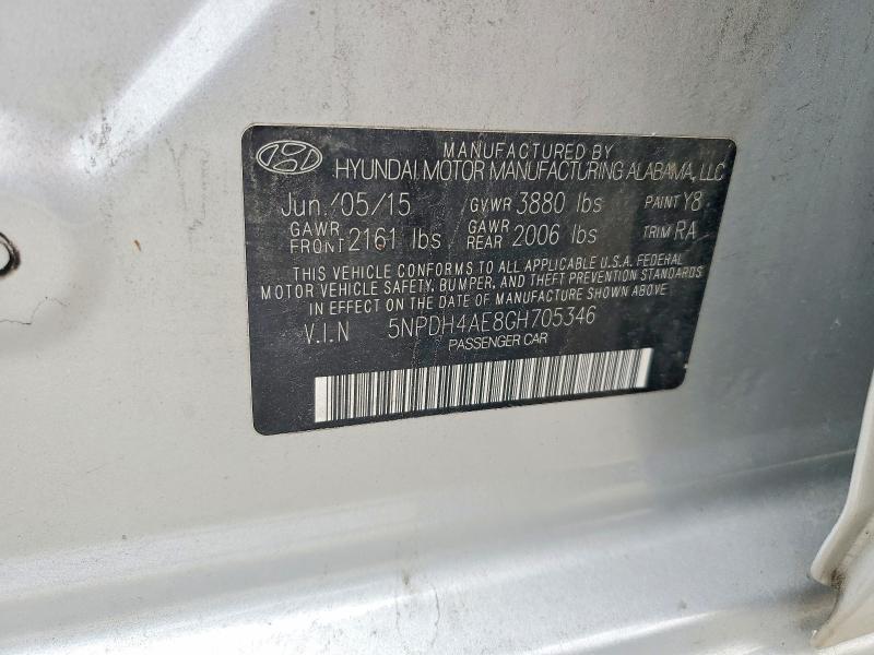 Aukcja sprzedaży 2016 Hyundai Elantra, vin: 5NPDH4AE8GH705346, numer aukcji: 52863426