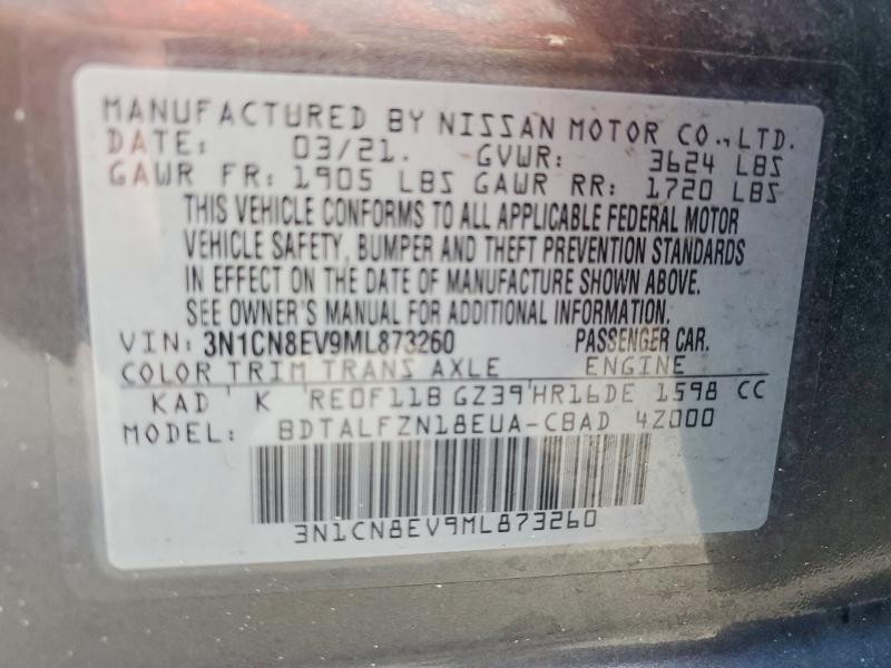 Aukcja sprzedaży 2021 Nissan Versa, vin: 3N1CN8EV9ML873260, numer aukcji: 53518746