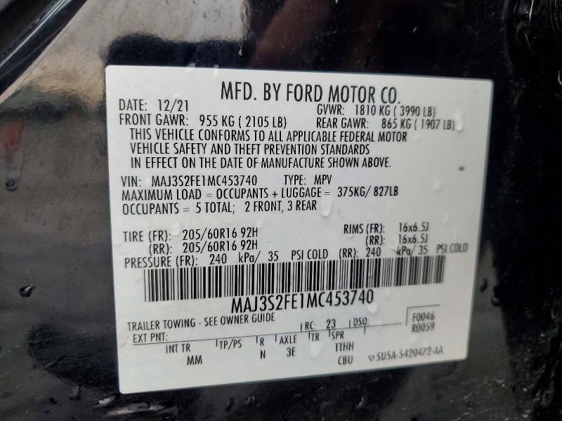 Aukcja sprzedaży 2021 Ford Ecosport, vin: MAJ3S2FE1MC453740, numer aukcji: 54262376