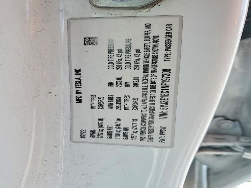 Продаж на аукціоні авто 2022 Tesla Model 3, vin: 5YJ3E1EC1NF197308, номер лоту: 52496766