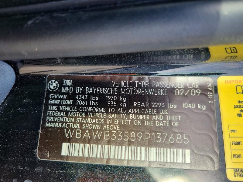 Продажа на аукционе авто 2009 Bmw 328, vin: WBAWB33589P137685, номер лота: 53061086