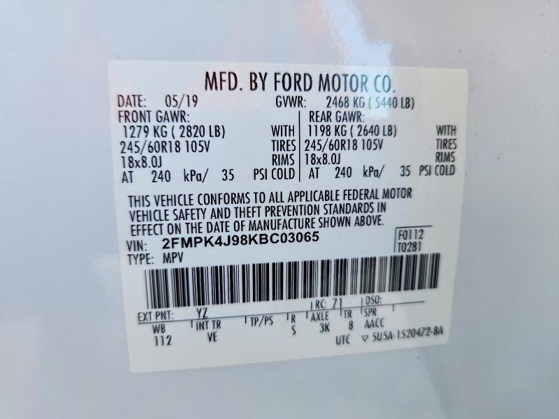 Продажа на аукционе авто 2019 Ford Edge, vin: 2FMPK4J98KBC03065, номер лота: 53115406