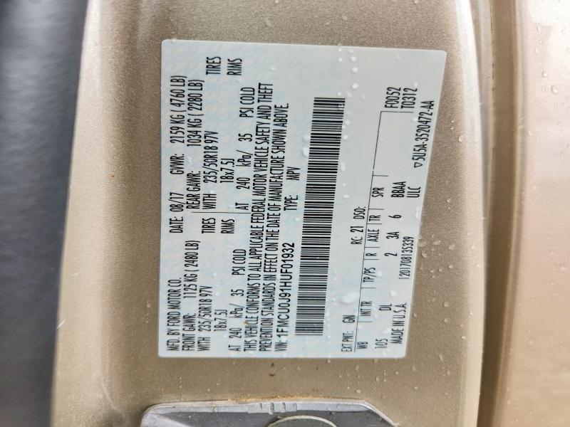 2017 Ford Escape მანქანა იყიდება აუქციონზე, vin: 1FMCU0J91HUF01932, აუქციონის ნომერი: 54653116