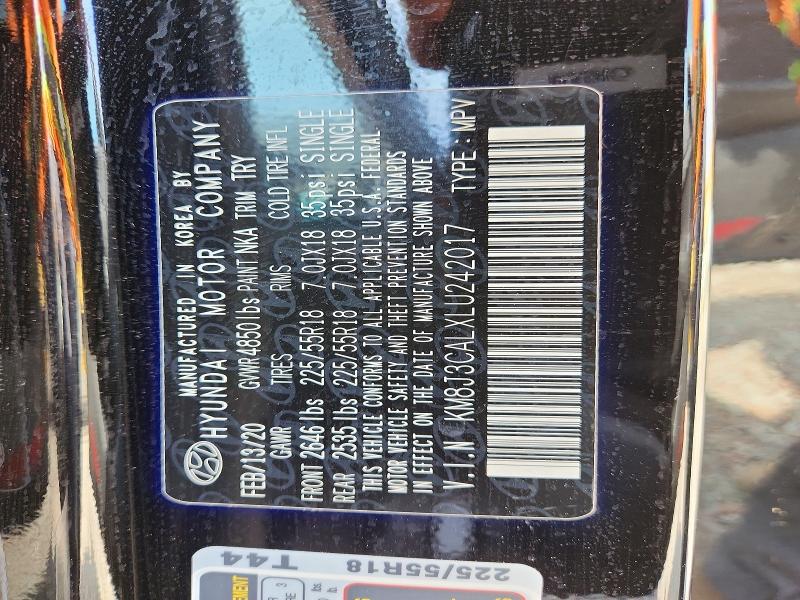 Aukcja sprzedaży 2020 Hyundai Tucson, vin: KM8J3CALXLU242017, numer aukcji: 54833806
