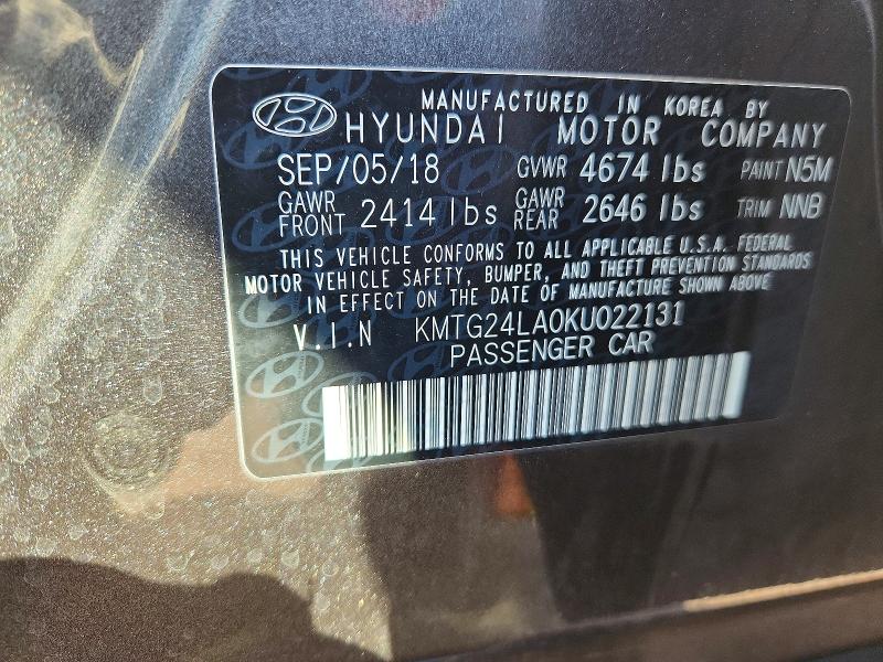 54176276 :رقم المزاد ، KMTG24LA0KU022131 vin ، 2019 Genesis G70 مزاد بيع