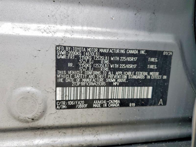Продажа на аукционе авто 2024 Toyota Rav4, vin: 2T3P1RFV3RW429385, номер лота: 50610856