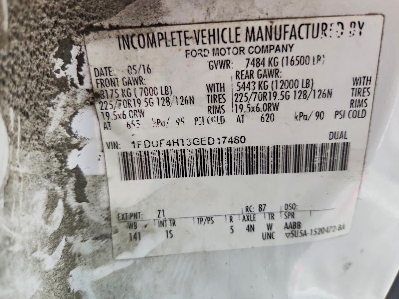 2016 Ford F450 მანქანა იყიდება აუქციონზე, vin: 1FDUF4HT3GED17480, აუქციონის ნომერი: 71518696