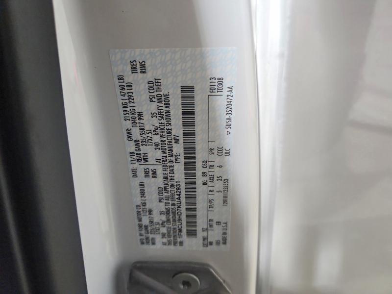 Aukcja sprzedaży 2019 Ford Escape, vin: 1FMCU9HD7KUA42931, numer aukcji: 53662836