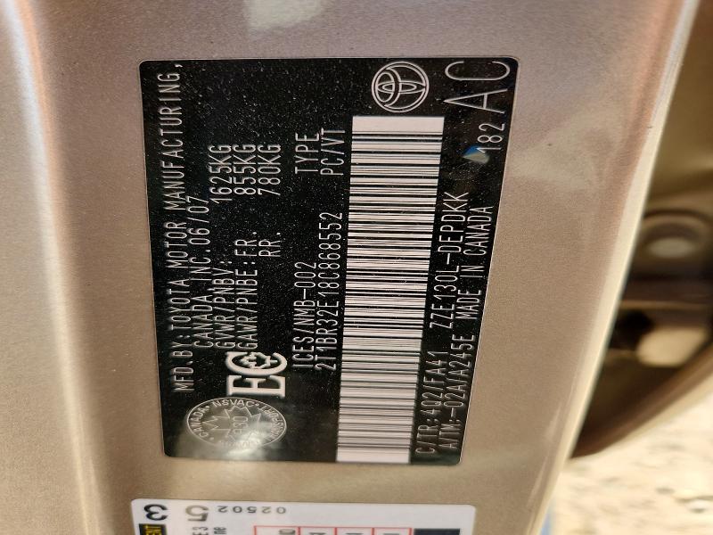 52435266 :رقم المزاد ، 2T1BR32E18C868552 vin ، 2008 Toyota Corolla مزاد بيع