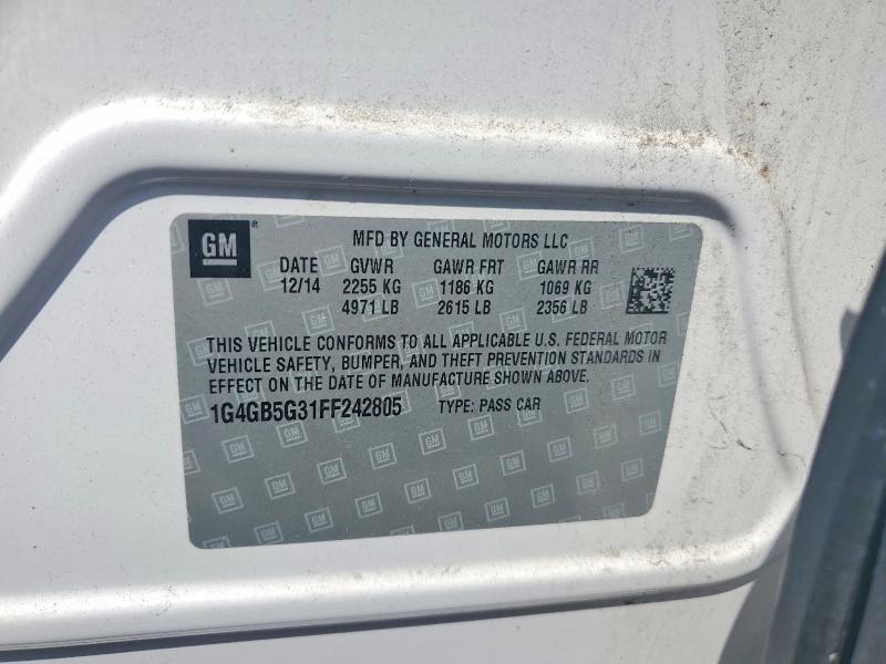 53711236 :رقم المزاد ، 1G4GB5G31FF242805 vin ، 2015 Buick Lacrosse مزاد بيع