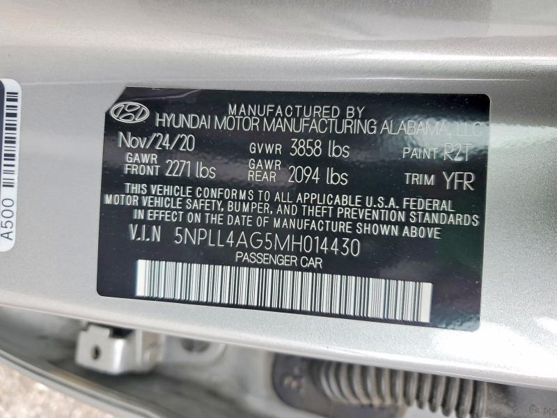 Aukcja sprzedaży 2021 Hyundai Elantra, vin: 5NPLL4AG5MH014430, numer aukcji: 52903766