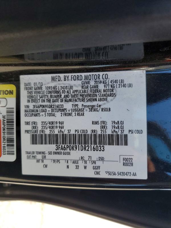 2013 Ford Fusion Energi Titani მანქანა იყიდება აუქციონზე, vin: 3FA6P0K91DR216033, აუქციონის ნომერი: 51921216