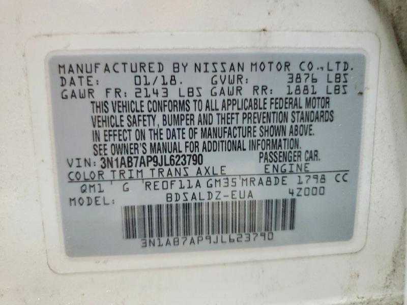 2018 Nissan Sentra მანქანა იყიდება აუქციონზე, vin: 3N1AB7AP9JL623790, აუქციონის ნომერი: 54953586