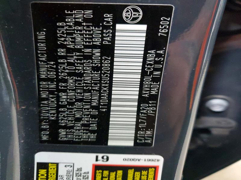 53030036 :رقم المزاد ، 4T1DAACKXSU520862 vin ، 2025 Toyota Camry مزاد بيع