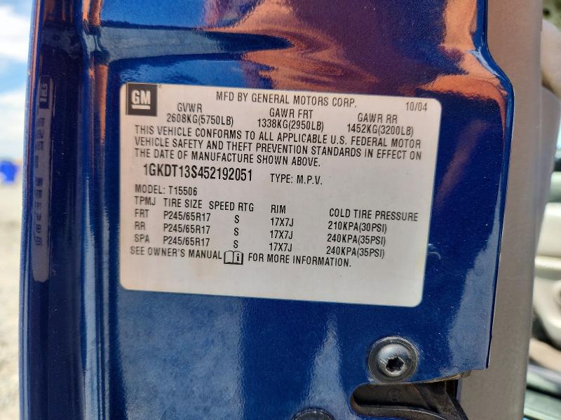 2005 Gmc Envoy მანქანა იყიდება აუქციონზე, vin: 1GKDT13S452192051, აუქციონის ნომერი: 55331496