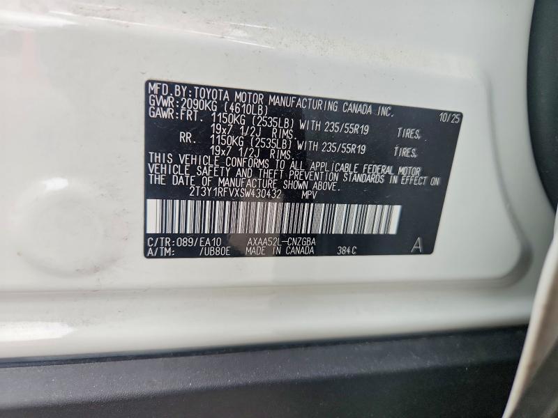 54453896 :رقم المزاد ، 2T3Y1RFVXSW430432 vin ، 2025 Toyota Rav4 مزاد بيع