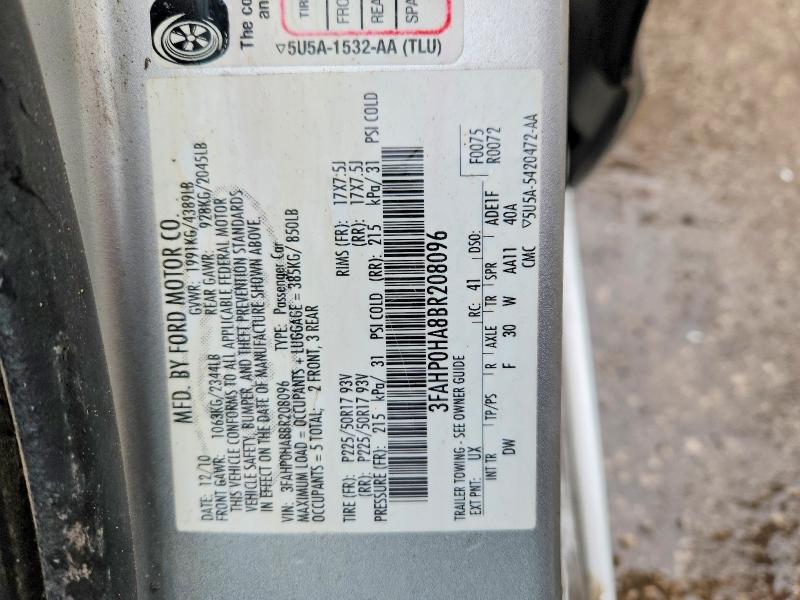 Продажа на аукционе авто 2011 Ford Fusion, vin: 3FAHP0HA8BR208096, номер лота: 52885746