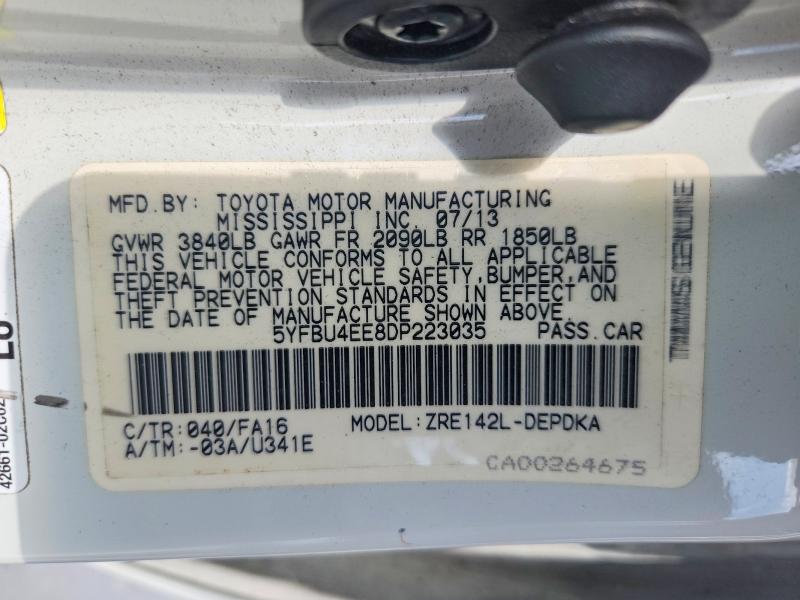 55210426 :رقم المزاد ، 5YFBU4EE8DP223035 vin ، 2013 Toyota Corolla مزاد بيع