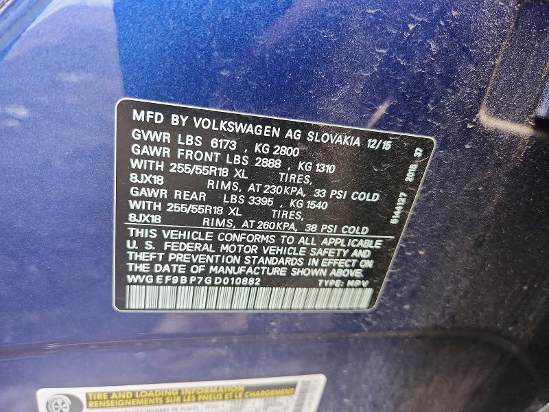 Aukcja sprzedaży 2016 Volkswagen Touareg, vin: WVGEF9BP7GD010882, numer aukcji: 54900706