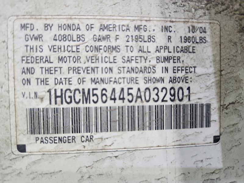 Продаж на аукціоні авто 2005 Honda Accord, vin: 1HGCM56445A032901, номер лоту: 52172416