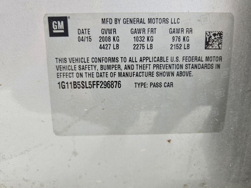 Aukcja sprzedaży 2015 Chevrolet Malibu, vin: 1G11B5SL5FF296876, numer aukcji: 53175636