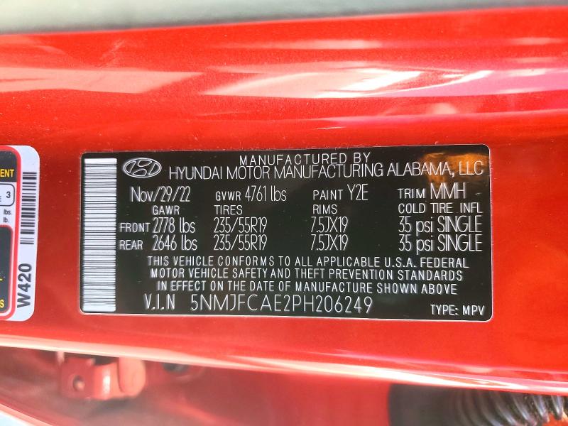 55105216 :رقم المزاد ، 5NMJFCAE2PH206249 vin ، 2023 Hyundai Tucson مزاد بيع