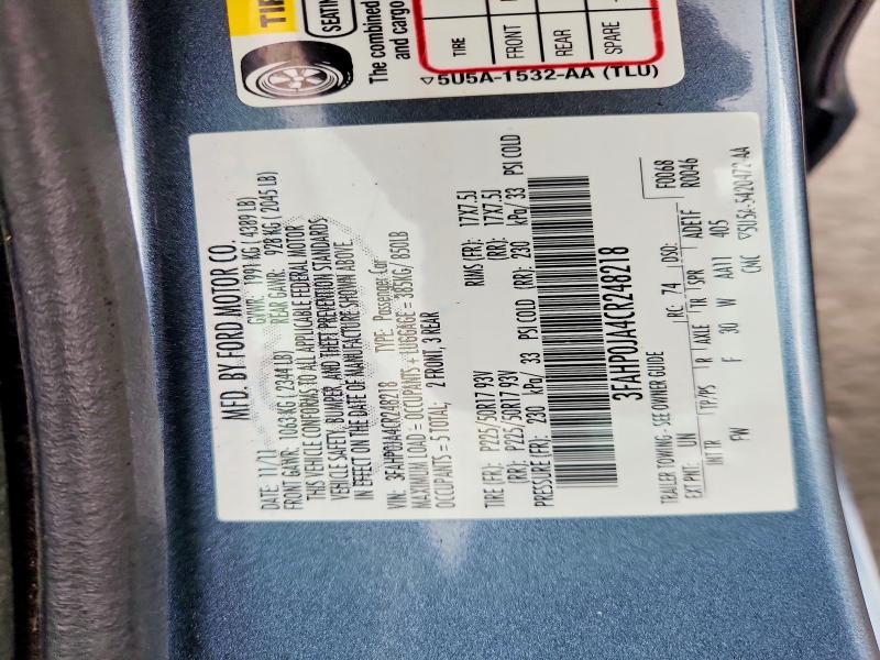Aukcja sprzedaży 2012 Ford Fusion, vin: 3FAHP0JA4CR248218, numer aukcji: 53788896