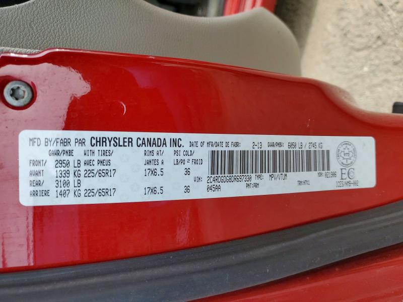53605486 :رقم المزاد ، 2C4RDGDG8DR697330 vin ، 2013 Dodge Grand Caravan مزاد بيع