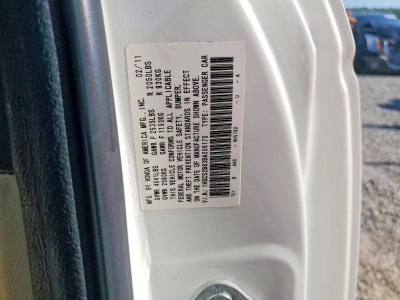 53586596 :رقم المزاد ، 1HGCS2B83BA006170 vin ، 2011 Honda Accord مزاد بيع
