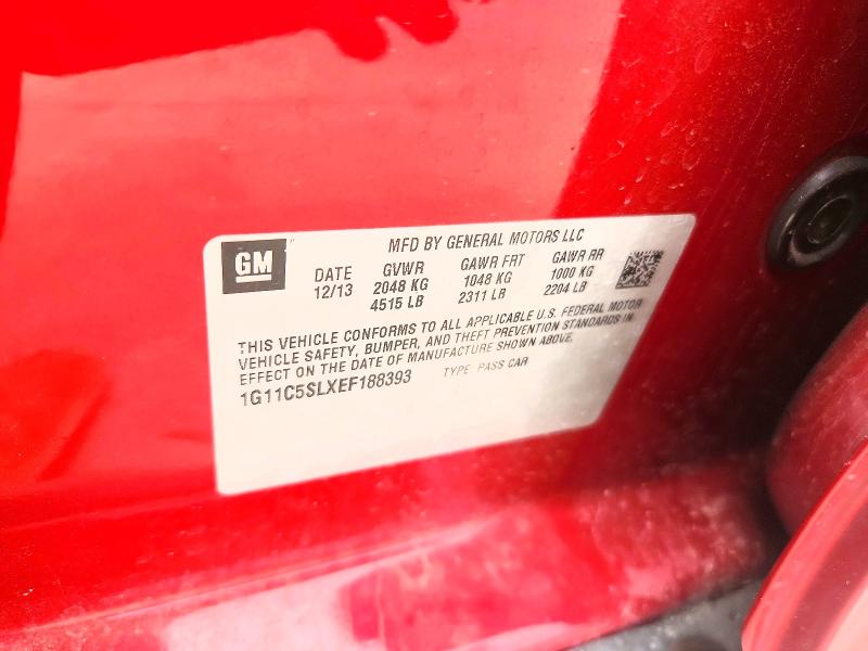 2014 Chevrolet Malibu მანქანა იყიდება აუქციონზე, vin: 1G11C5SLXEF188393, აუქციონის ნომერი: 53812416