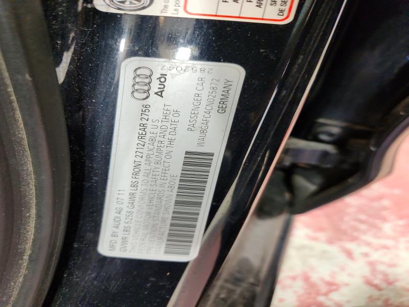 2012 Audi A6 მანქანა იყიდება აუქციონზე, vin: WAUBGAFC4CN025872, აუქციონის ნომერი: 54976396