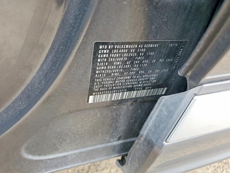 52413336 :رقم المزاد ، WVGAV7AX9GW544025 vin ، 2016 Volkswagen Tiguan مزاد بيع