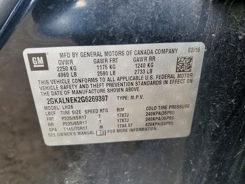 55098126 :رقم المزاد ، 2GKALNEK2G6269397 vin ، 2016 Gmc Terrain مزاد بيع