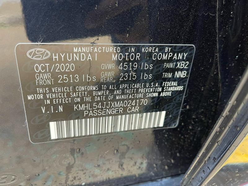 Aukcja sprzedaży 2021 Hyundai Sonata, vin: KMHL54JJXMA024170, numer aukcji: 54371186