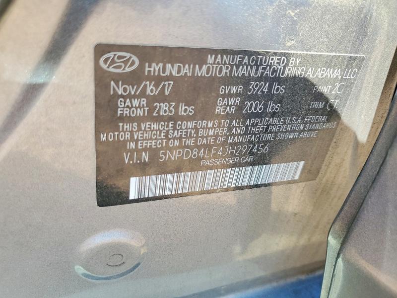 53166386 :رقم المزاد ، 5NPD84LF4JH297456 vin ، 2018 Hyundai Elantra مزاد بيع