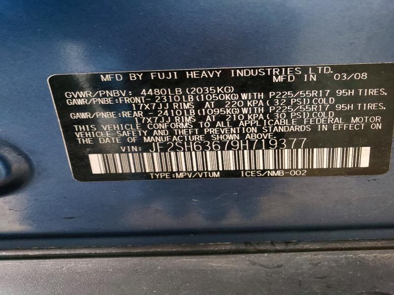 Aukcja sprzedaży 2009 Subaru Forester, vin: JF2SH63679H719377, numer aukcji: 53282856